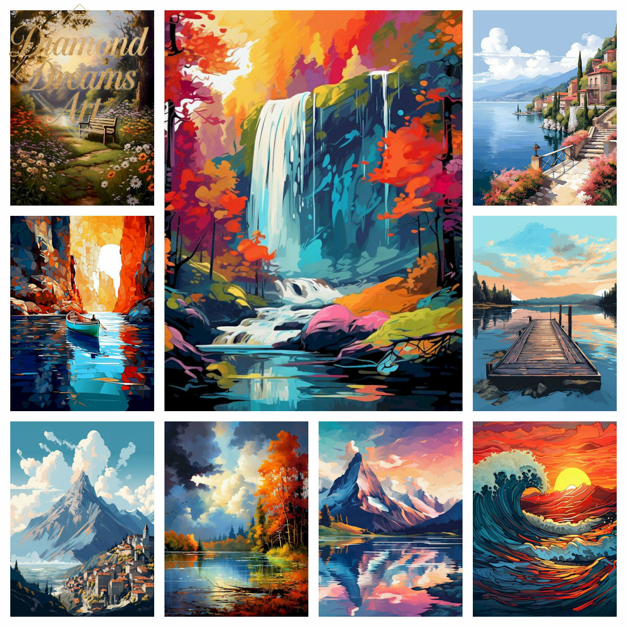 Resin Art Work - Безрамная, новая пейзажная декоративная картина, произведение