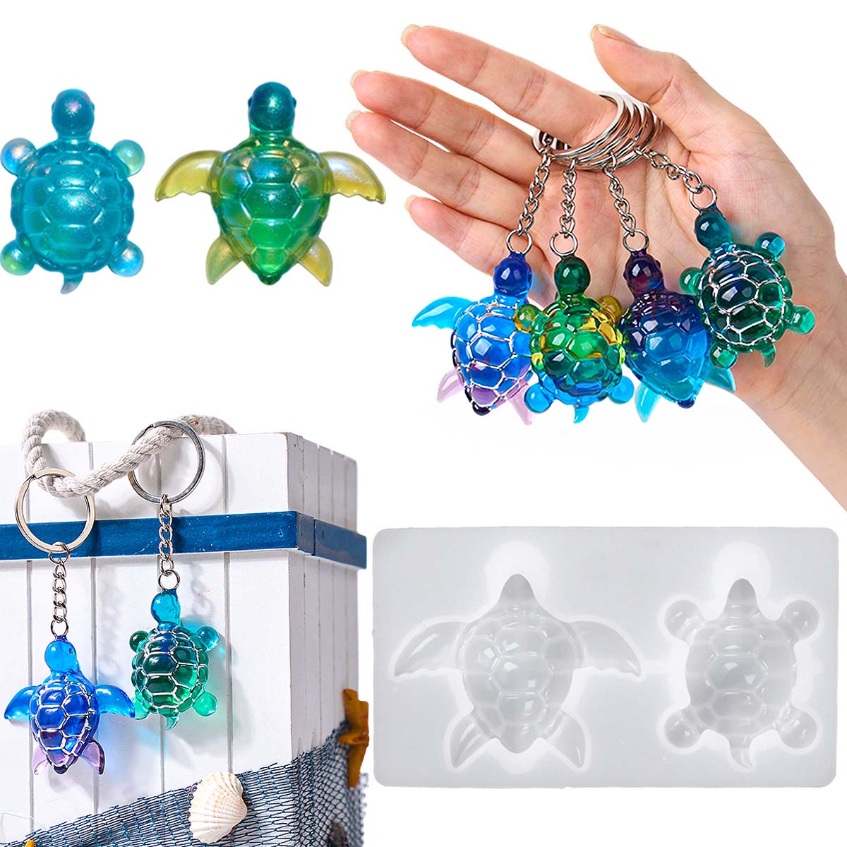 Resin Art Glue - 3D брелок с морской черепахой, силиконовая